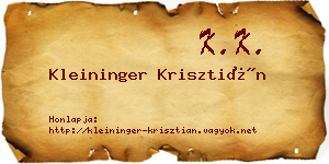 Kleininger Krisztián névjegykártya
